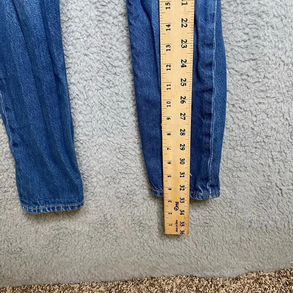 Vintage Levis dark wash bib denim overalls womens skinny fit stretch Small - Picture 12 of 14